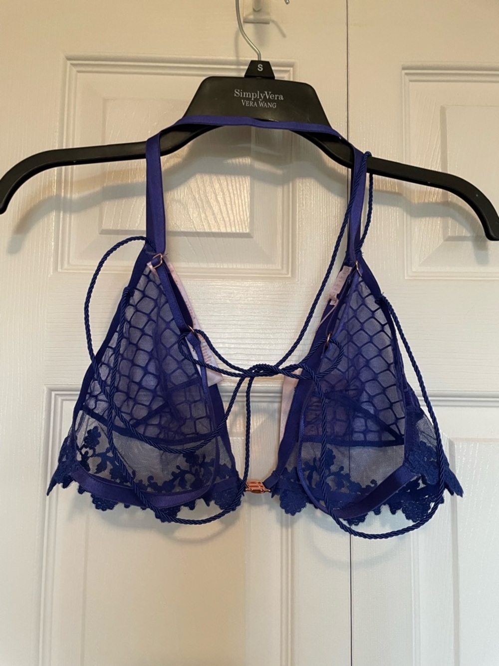 NWT Savage X Fenty by Rihanna Deep Purple Lace & Mesh Triangle Lingerie Bralette